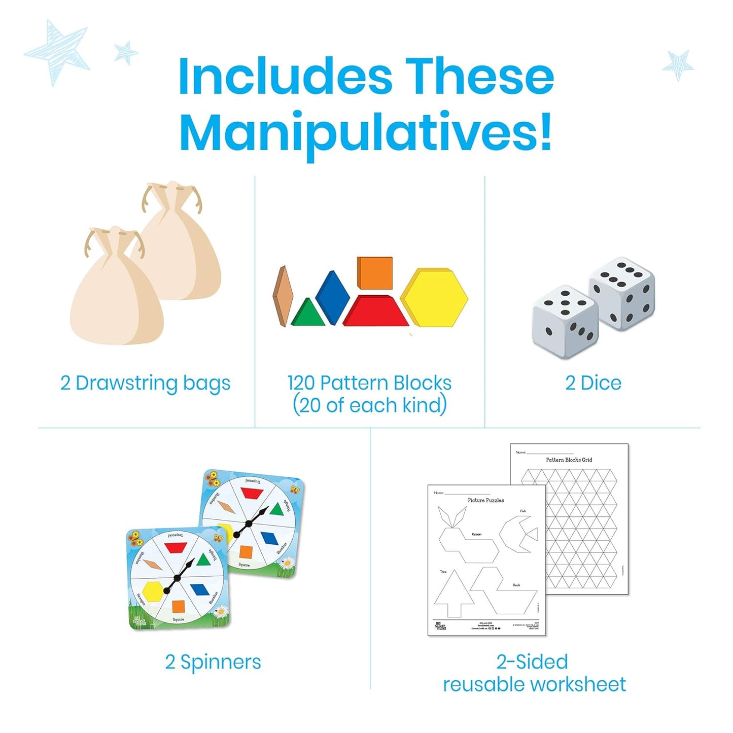 hand2mind Foam Pattern Blocks, Foam Shapes, Geometric Shapes for Kids, Pattern Play, Toddler Pattern Blocks, Shapes for Kindergarten, 3D Shapes Manipulatives, Sorting Math (Set of 100)