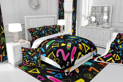 Erosebridal Chemistry Bedding Set Chemical Equation Comforter Cover for Kids Boys,Science Students Duvet Cover Test Tube Microscope Chemical Equipment Bed Set Full,Science Educational Dorm Room Decor