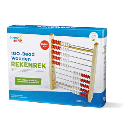 hand2mind 100 Bead Wooden Rekenrek, Abacus for Kids Math, Math Manipulatives Kindergarten, Counting Rack for Kids, Counters for Kids Math, Educational Toys for Elementary Kids (Set of 1)