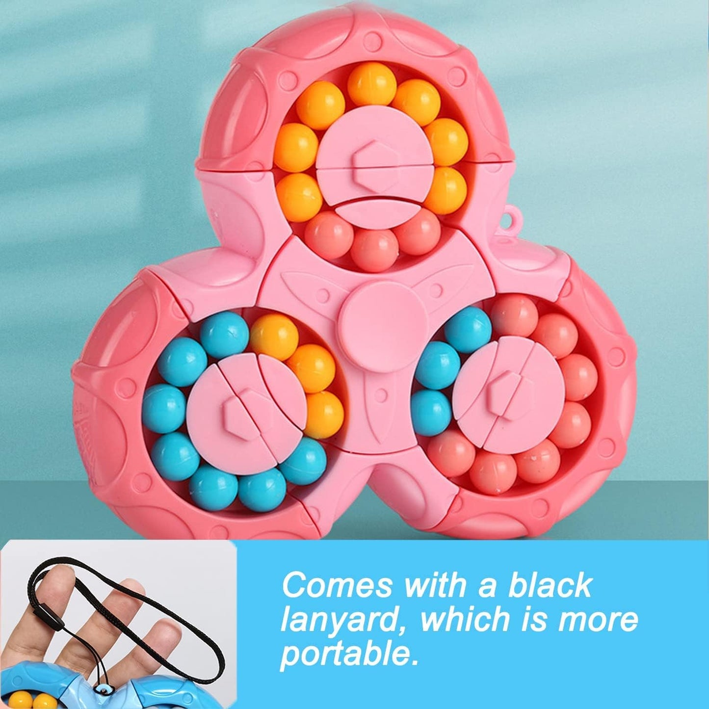 SUOXU Magic Bean Rotating Brain Teaser Finger Puzzle Toy,Boys Girl Handheld Spinner Stress Anxiety Relief Ball Game Sensory Toys, Gift for Kids Ages 3Above Easter Christmas Birthday New Year (Blue)