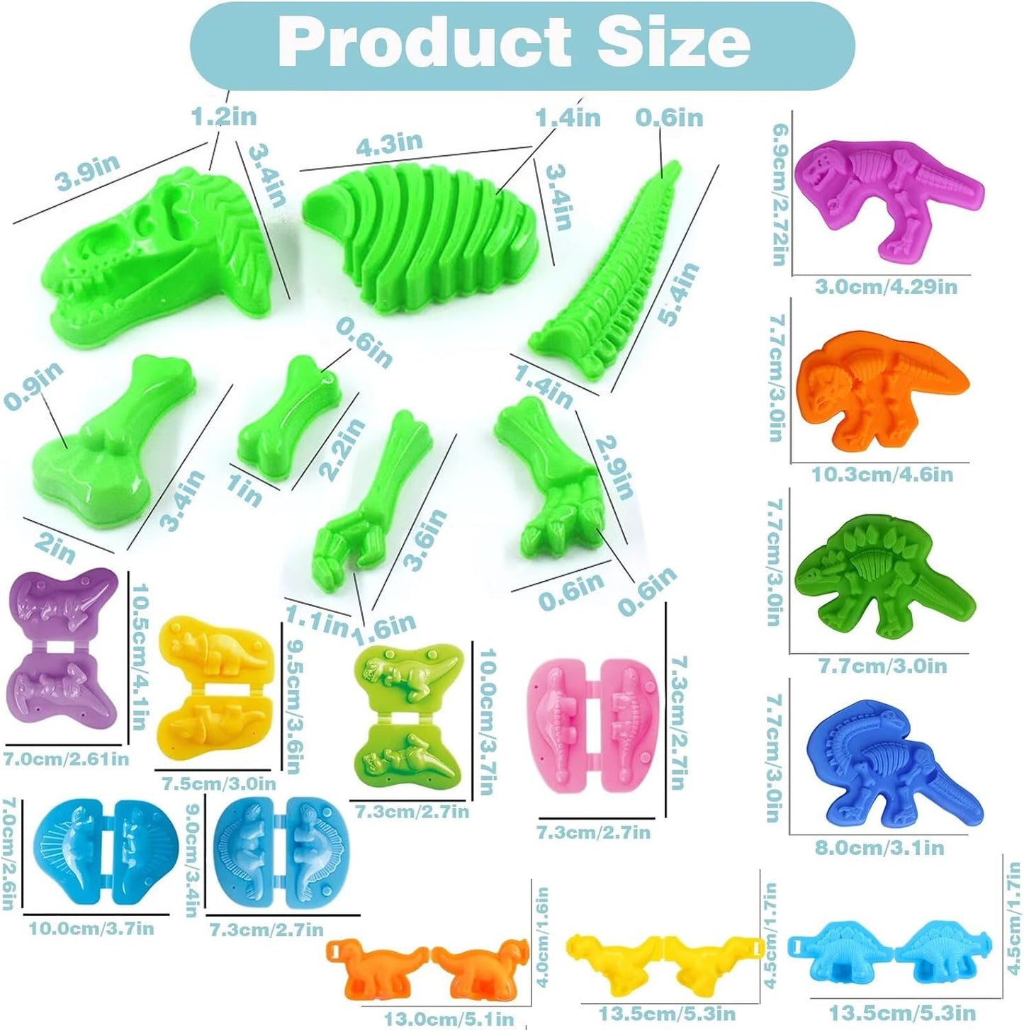 Unleash Creativity with 6 Unique Dino Molds Dough Toys Dough Accessories Set.Ideal as a Gift for Kids Aged 3-4-8 Years