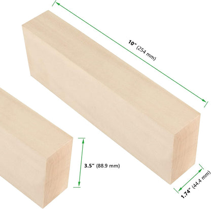 JAPCHET 2 Packs 10 x 3.5 x 1.7 Inch Basswood Blocks, Natural Unfinished Blocks for Carving, Crafting and Whittling