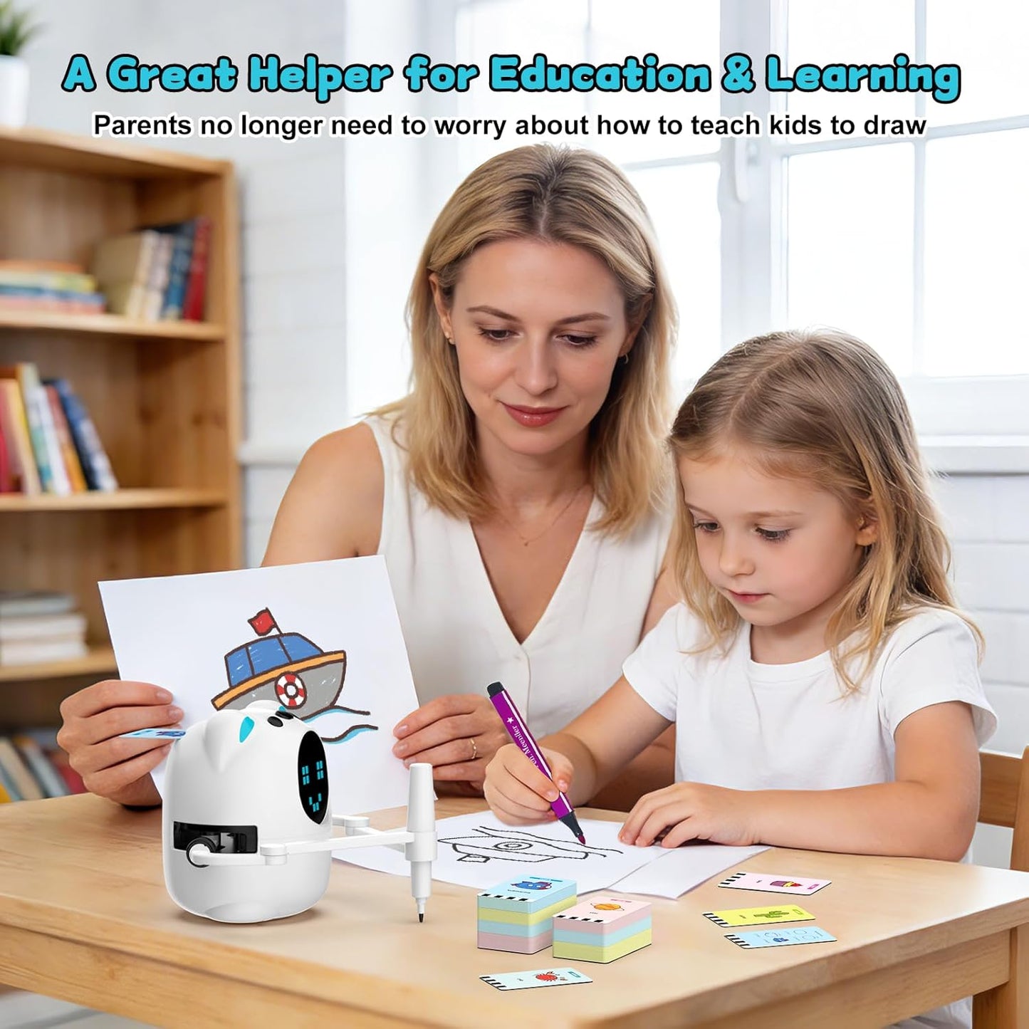 Drawing Robot for Kids, Educational Learning Drawing Toy Doodle Bot, 3 4 5 6 7 8 Year Old Boys Girls Birthday Gift, Kids Toys for Ages 5-7