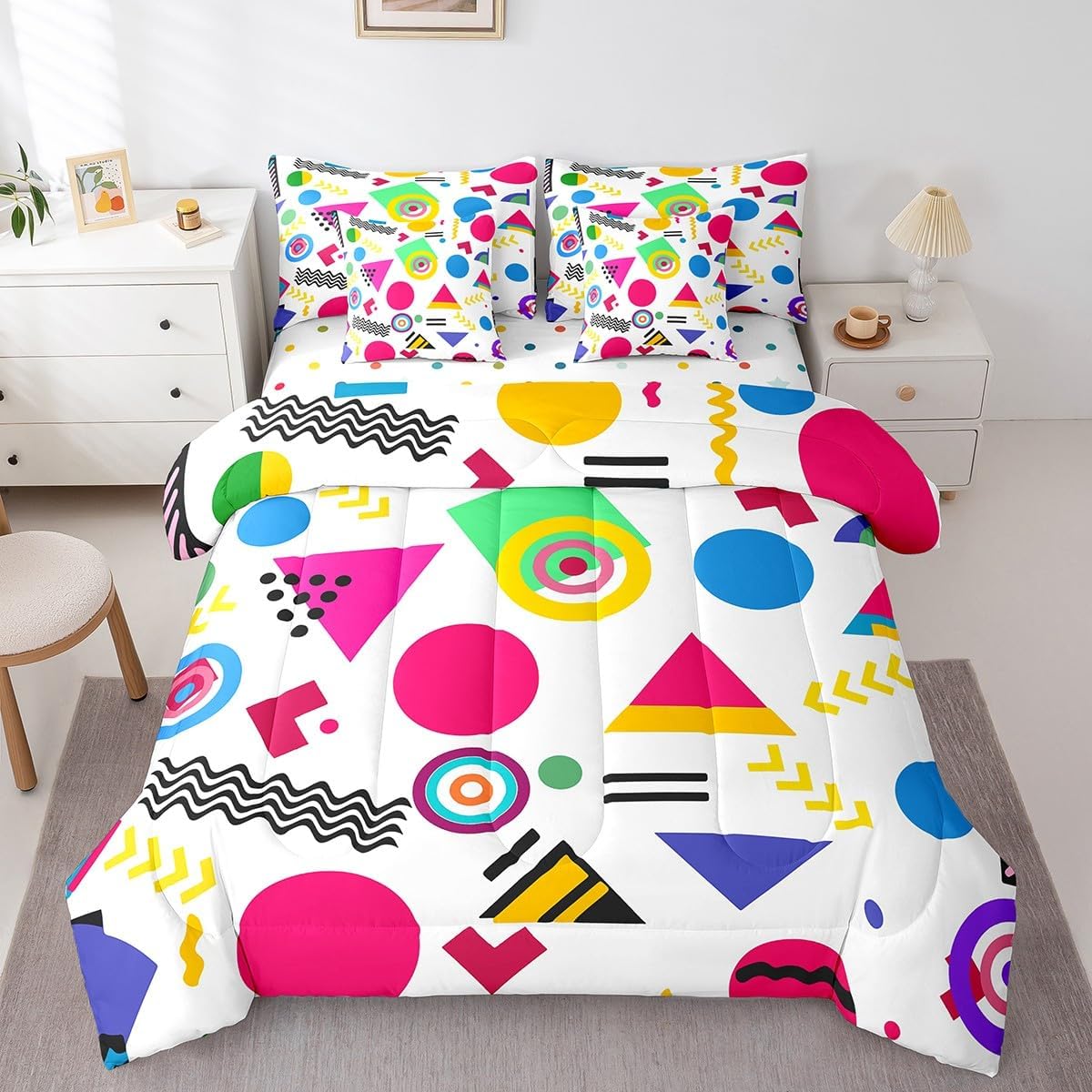 Erosebridal Chemical Equation Bed in a Bag Queen Comforter Set 7 Piece,Chemistry Bedding Sets Science Students Learning Gift Sheet Set with Comforter,Molecular Formula Education Bed Set - Colors B