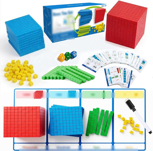 153 pcs Base Ten Blocks Math Manipulatives, Counting Cubes Set for Kids, Place Value Blocks for Kindergarten 1st Grade Classroom Homeschool Learning Kit