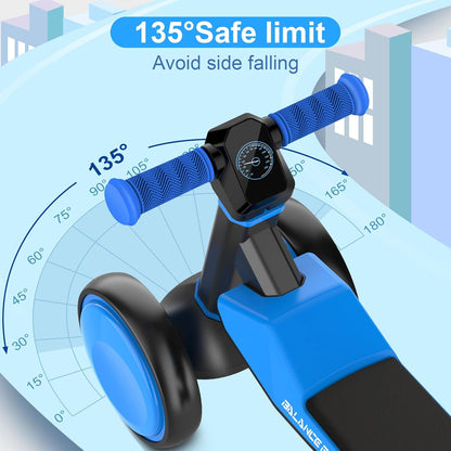 ESPRAY Colorful Lighting Baby Balance Bike Toys for 1 Year Old Girls Gifts, Toddler First Bike 12-24 Months with Adjustable Soft Seat, 4 Silent Wheels Ride on Toy, Perfect First Birthday Gift