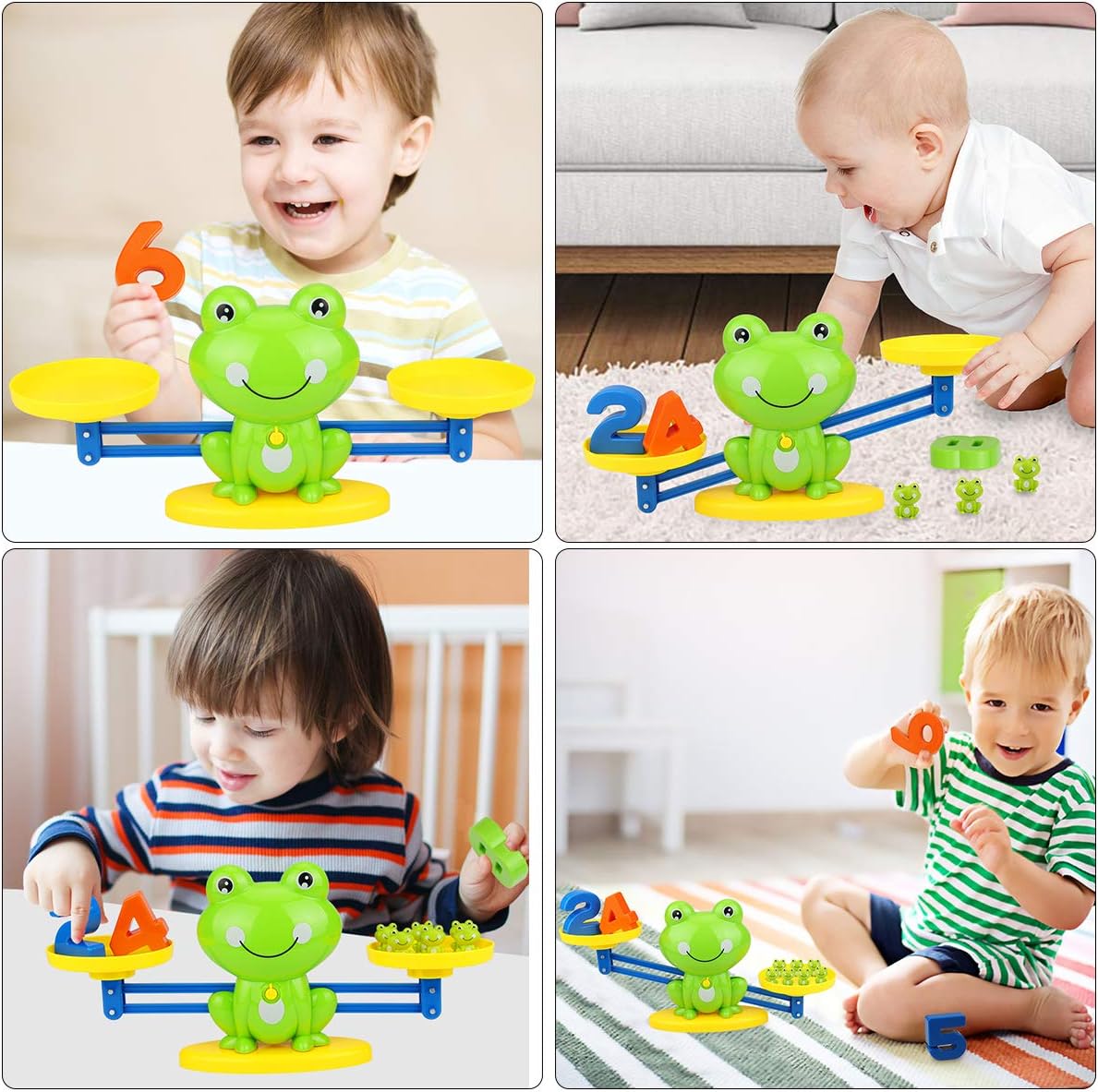 Aitbay Cool Math Game, Preschoolers Frog Balance Counting Toys for Boys & Girls Educational Number Toy Fun Children's Gift STEM Learning Age 3+ (63 PCS)