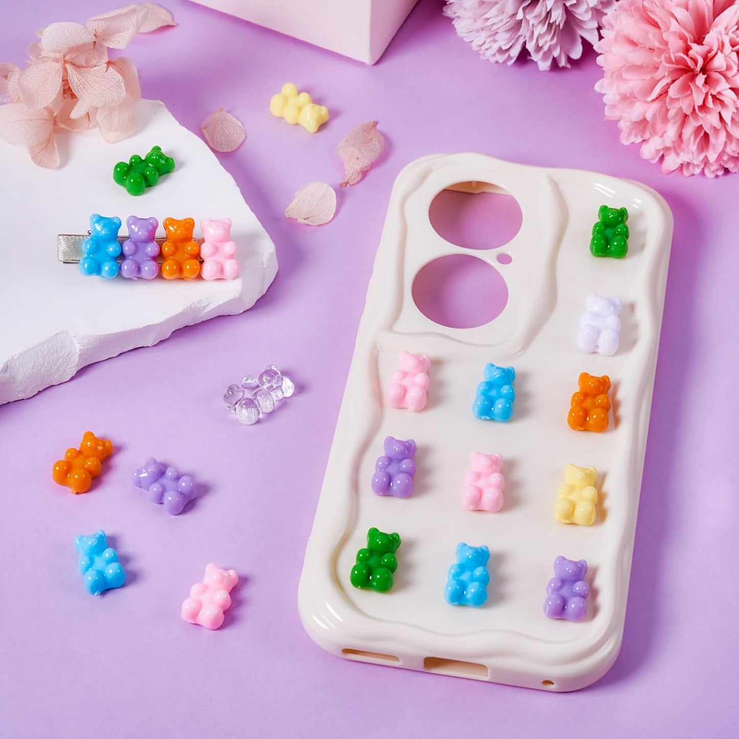 Kissitty 100Pcs Clear Acrylic Bear Beads Cute Bears Loose Beads Bulk Transparent Gummy Bear Spacer Bead Counting Bears for Bracelet Adults Necklace Earring Crafts Bag Key Chain DIY Jewelry Making