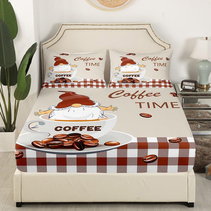 Manfei Musical Kids Fitted Sheet Full Size, MusicalGuitar Radio Drum Kit Headset Print Bedding Set 3pcs for Boys Girls, Rock Music Bed Cover with 2 Pillowcases, Soft Polyester Bedding, No Top Sheet