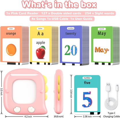 Kidzdo Dinosaur Sight Words Talking Flash Cards for 2 3 4 5 6 Years Old Boys and Girls, Easter Stuff Birthday Gifts for Toddler, Pocket Speech Learning Toys Helps Language Delay Kids, Green