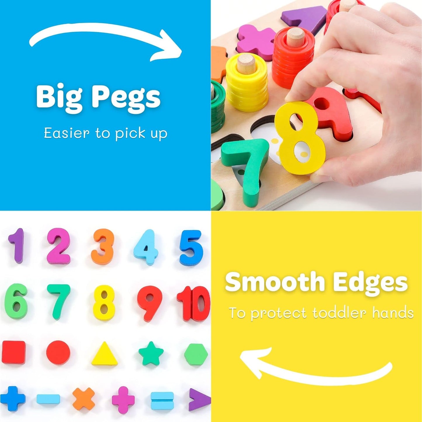GeroCrew Toddler Montessori Toys Teaches Number, Counting, Math, Stacking Fun Preschool Learning Activates for Boy and Girl | Year Old Boy Gifts and Beyond! (Macaron)