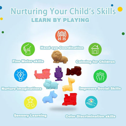 Unleash Creativity with 6 Unique Dino Molds Dough Toys Dough Accessories Set.Ideal as a Gift for Kids Aged 3-4-8 Years