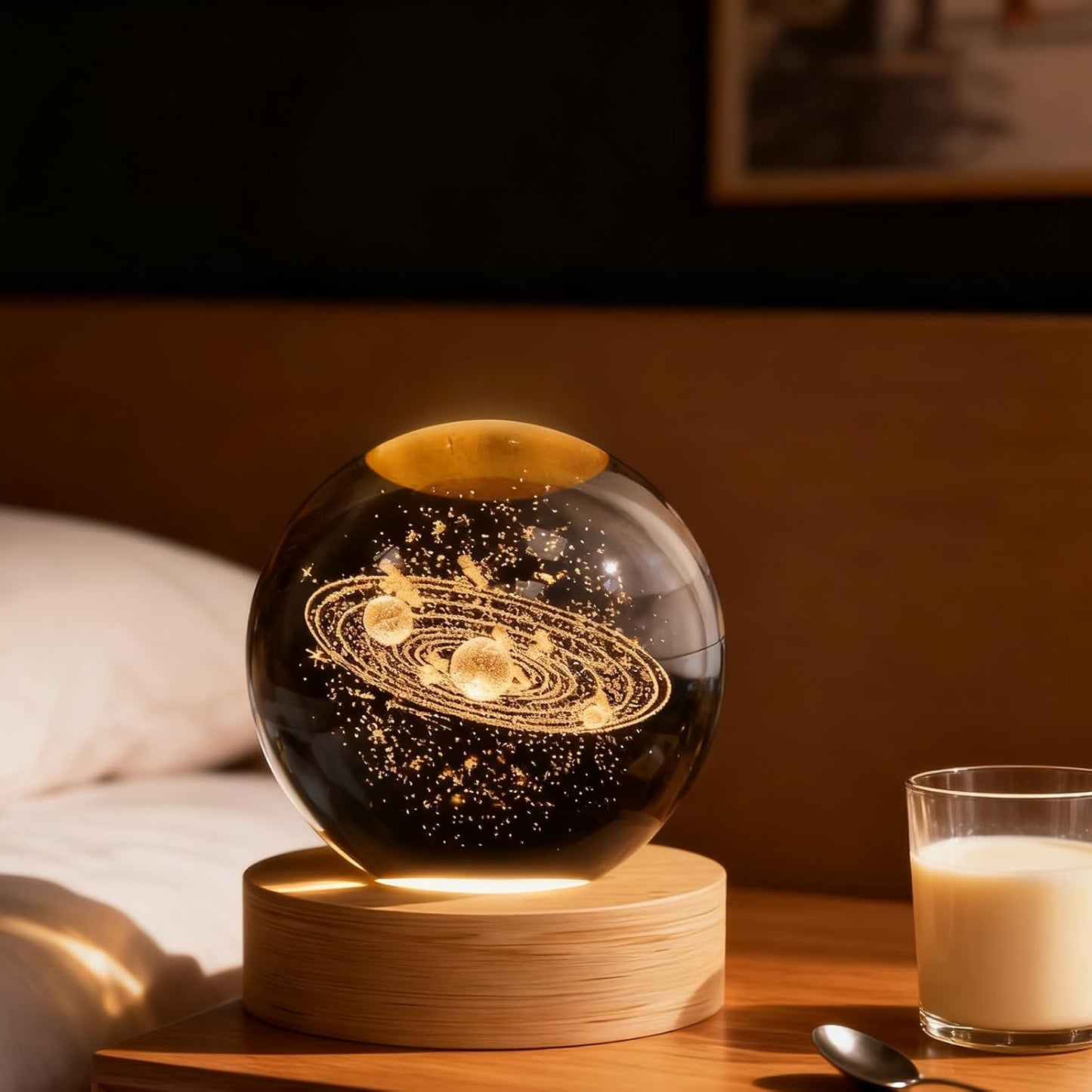 3D Solar System Crystal Ball, 2.4in Universe Gifts Decorative Quartz Glass Ball, Space Laser Engraved Model Astronomy Decor, Physics Display Sculpture Home Decor Crafts for Friends Mom Women Boys
