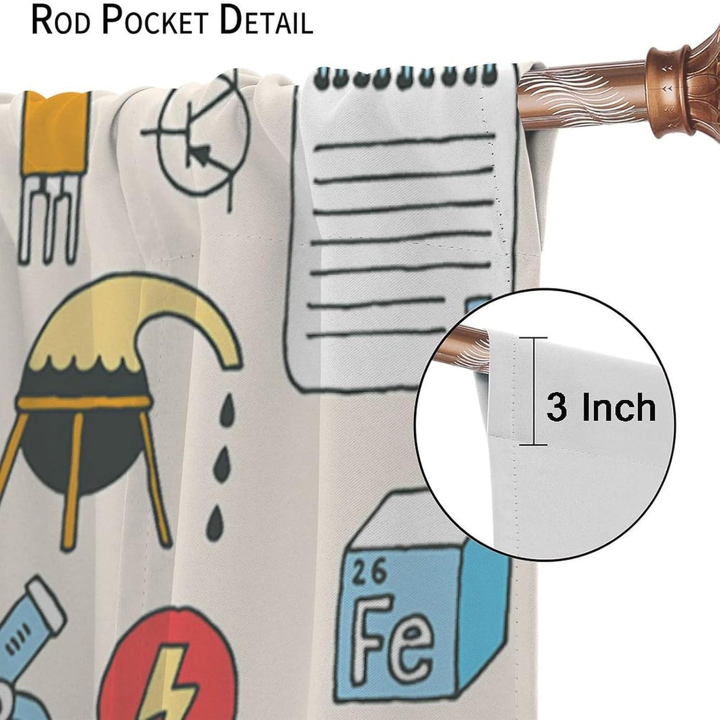 Science Physics Window Curtains, Abstract Math Chemistry Curtain Scientist Graffiti Print Window Treatments for Kids Teens Bedroom Living Room Kitchen Set 2 Panels,42x63 Inches