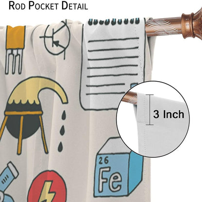 Science Physics Window Curtains, Abstract Math Chemistry Curtain Scientist Graffiti Print Window Treatments for Kids Teens Bedroom Living Room Kitchen Set 2 Panels,42x63 Inches