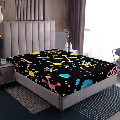 Chemistry Bed Sheets for Kids Teens Girls Boys,Chemical Experiment Fitted Sheet Twin,Science Themed Sheets for Math Lovers,Chemistry Lab Bedding Set,White and Black