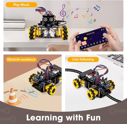 ACEBOTT Robot Kit, Robotics for Kids Ages 8-12 12-16, STEM Toys for Boys with Remote & App Control, Arduino & Scratch Compatible, Science Kits for Kids Age 8-12 12-16, for Boys & Girls(Yellow)