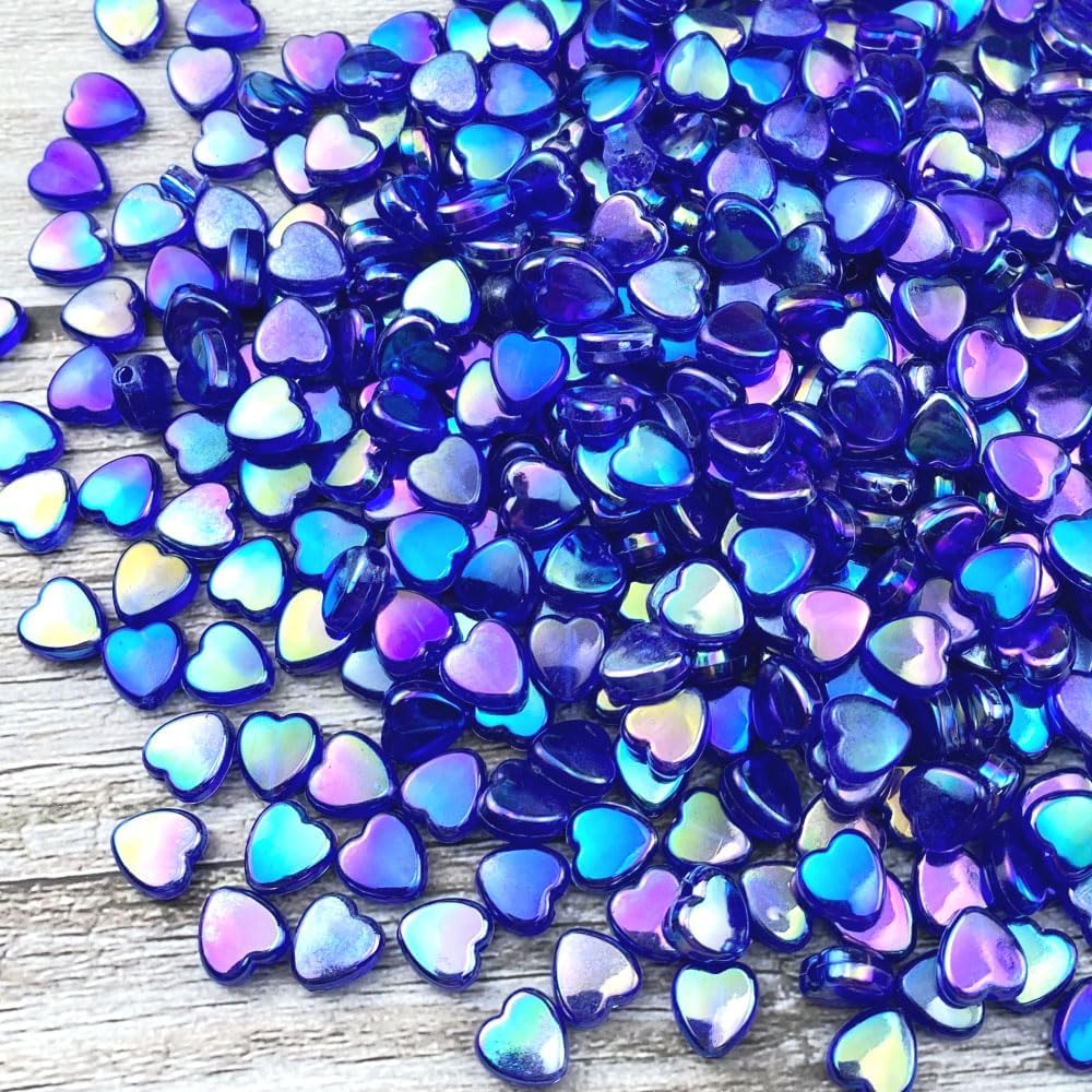 400 PCS Acrylic Heart Shape Beads AB Colors Heart Pony Spacer Beads for Jewelry Making DIY Bracelet Earring Necklace Key Chains(Deep Pink)