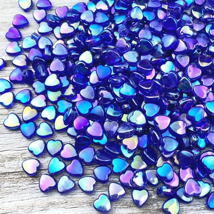 400 PCS Acrylic Heart Shape Beads AB Colors Heart Pony Spacer Beads for Jewelry Making DIY Bracelet Earring Necklace Key Chains(Deep Pink)