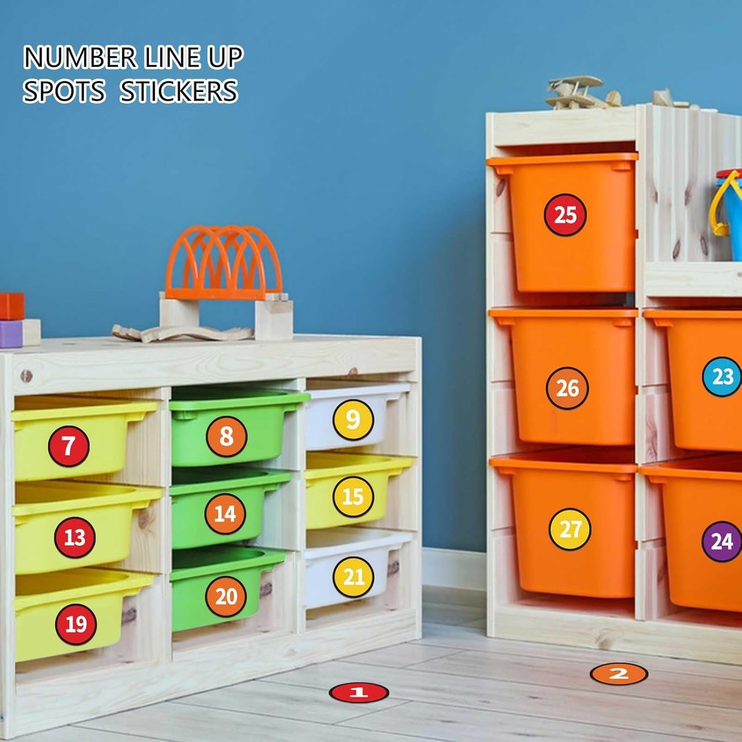 Floor Number Stickers for Classroom Lining up - 36PCS Line up Spots for Classroom Floor Stickers Dots Floors Numbers Decals for Back to School Preschool Kindergarten Supplies