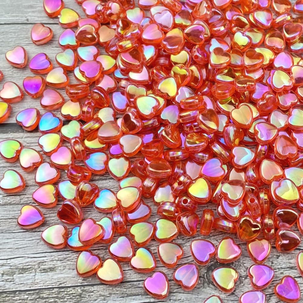 400 PCS Acrylic Heart Shape Beads AB Colors Heart Pony Spacer Beads for Jewelry Making DIY Bracelet Earring Necklace Key Chains(Deep Pink)