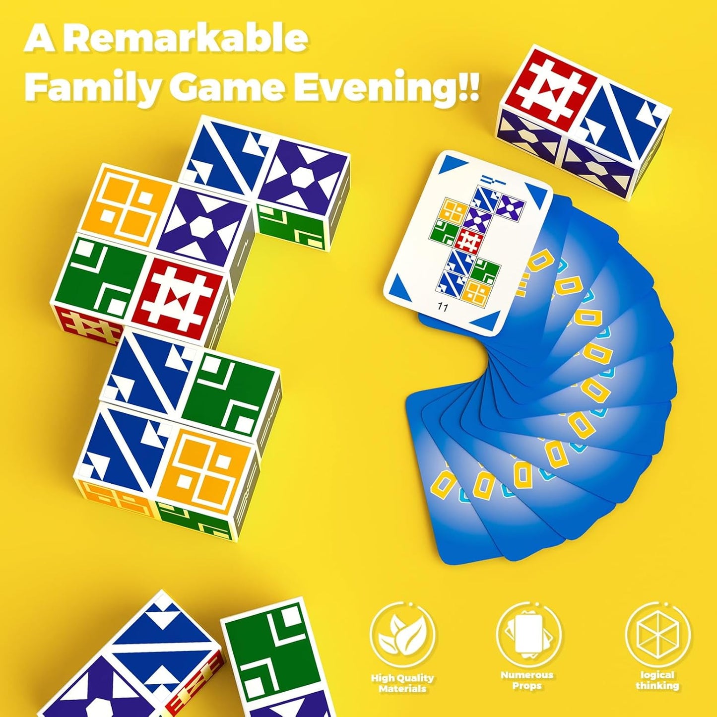 BBnote Family Matching Game for Kids & Adults, Block Puzzle Board Games for Boys & Girls Ages 6-8 8-12, 2+ Player Card Puzzles for Children 6+ Year Olds