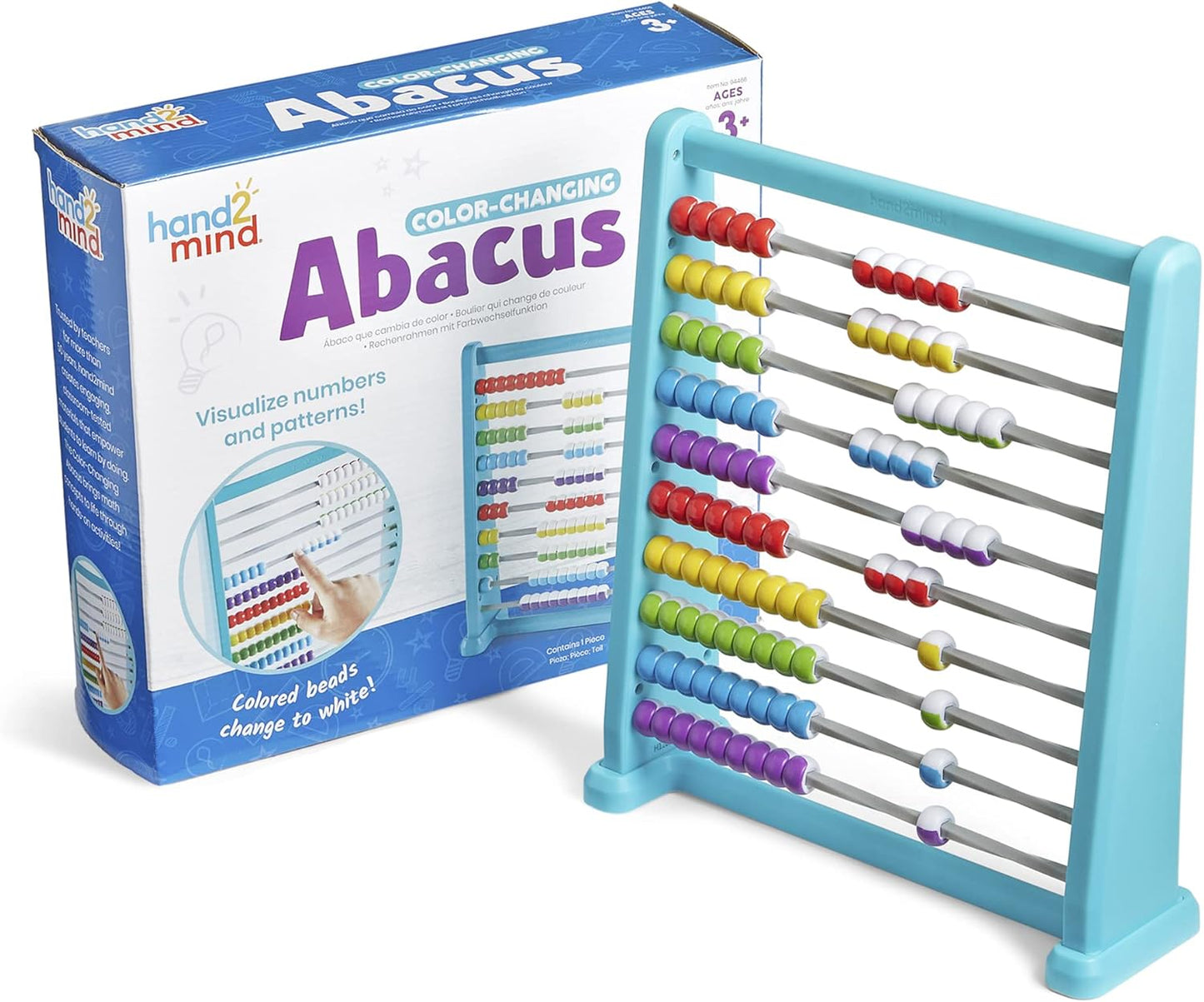 Hand2Mind Color Changing Plastic Abacus, Abacus for Kids, Math Manipulatives, Counting Rack, Educational Toys for Elementary Kids (Set of 1)