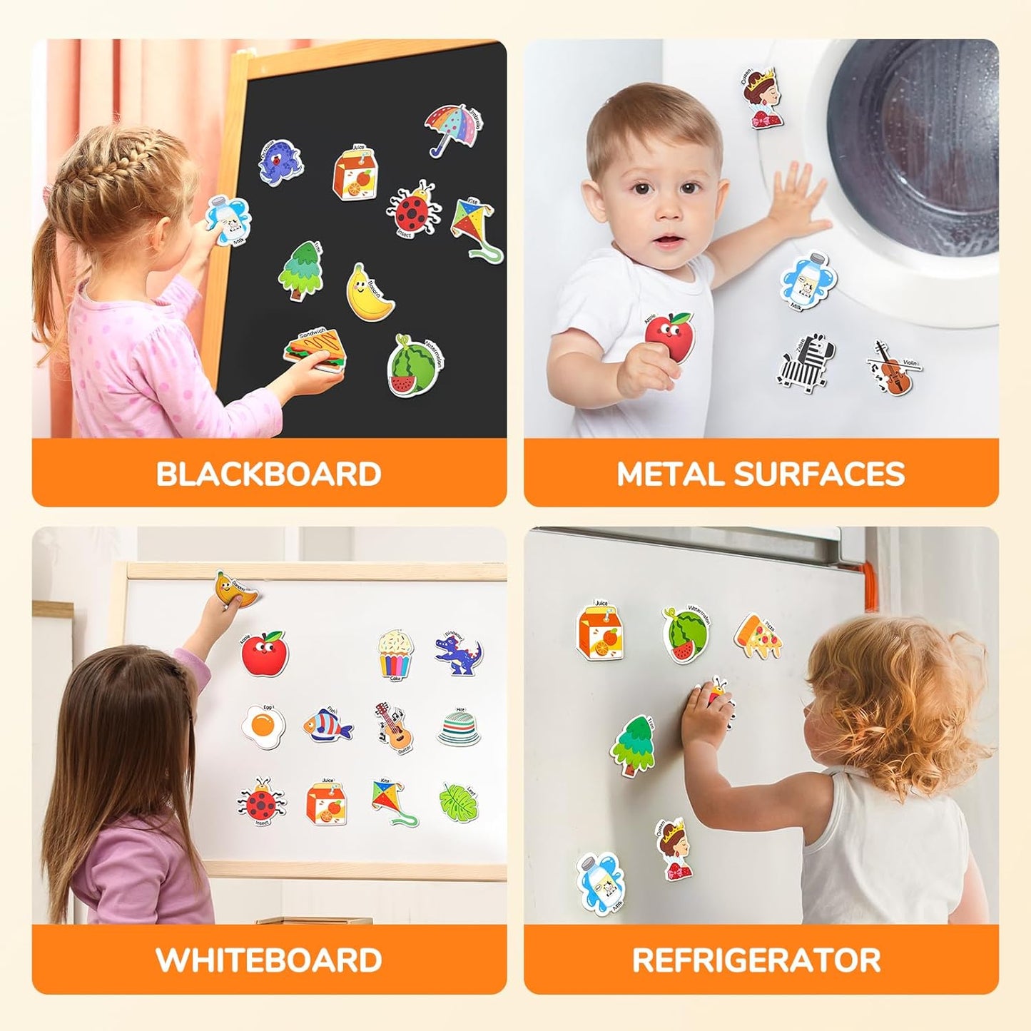 JoyCat Fridge Magnets for Toddlers & Kids – 26 Cute A-Z Objects, Large Magnetic Refrigerator Toys, Fun Educational Learning Gifts for Girls and Boys 2 3 4 5 Years Old