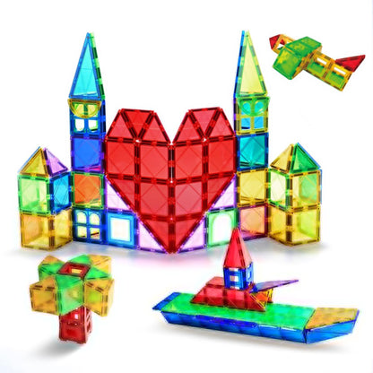 MAGBLOCK Magnetic Tiles Toys for Kids Magnet Building Tiles 100 Pcs Magnetic Blocks Preschool Building Sets Educational Toys for Toddlers Boys and Girls.