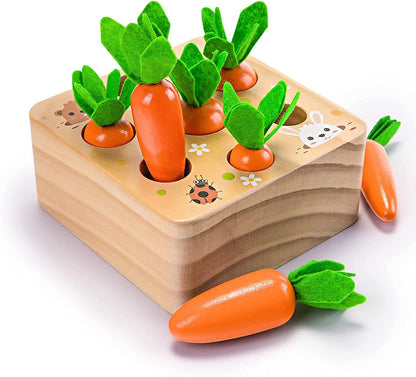 Ancaixin Montessori Toys for Babies 6-12 Months, Wooden Toys for 1 Year Old Boys and Girls, Educational Carrot Harvest Toy for Toddlers, Shape Sorting Matching Puzzle, Developmental Birthday Gifts
