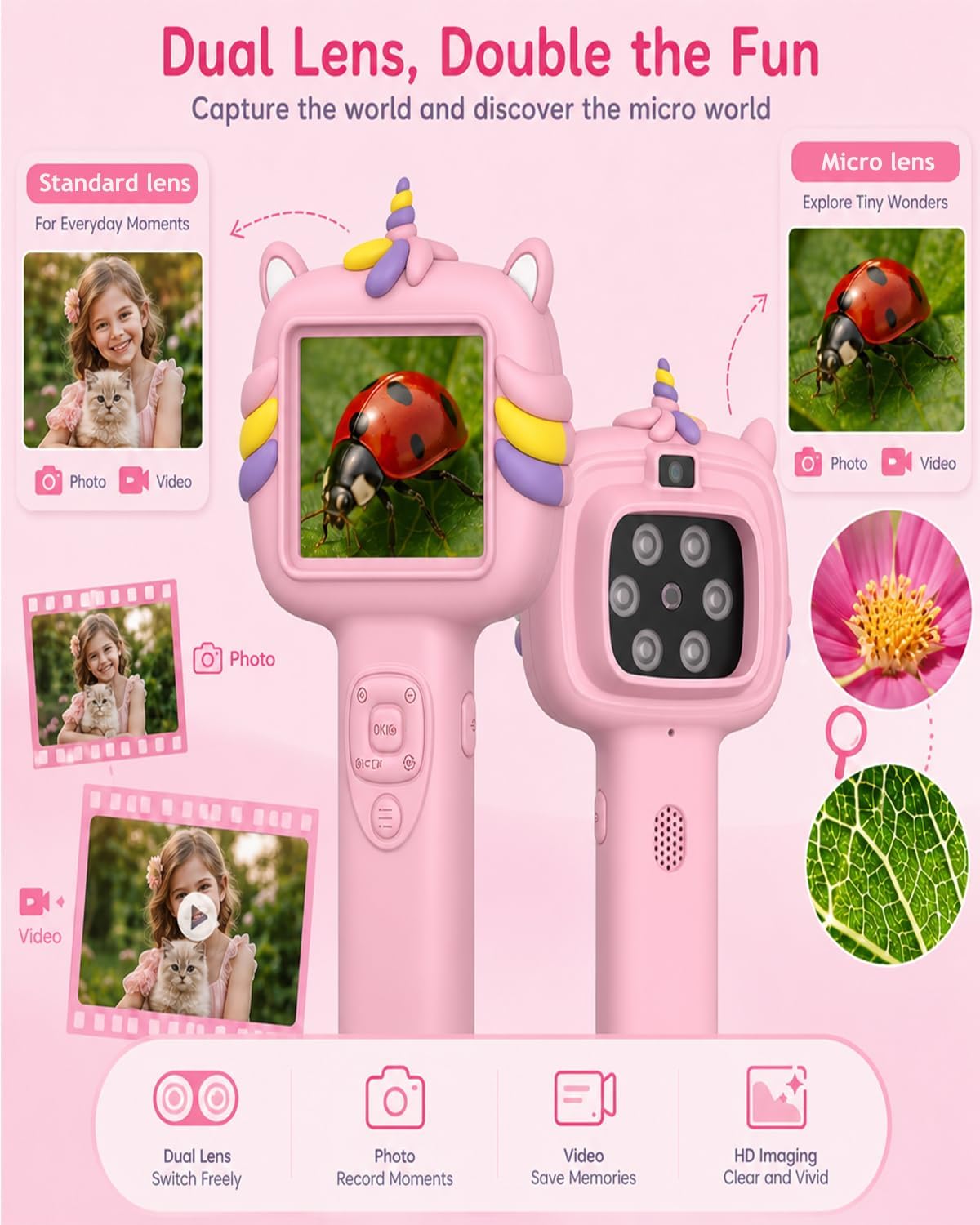 Microscope Camera for Kids Gifts Toys- Handheld Pocket Microscopes with 2.4" Screen and Autofocus - Mini Digital Educational Science Kit for Christmas Birthday for Age 3-5 5-7 8-12 Girls Boys (Green)