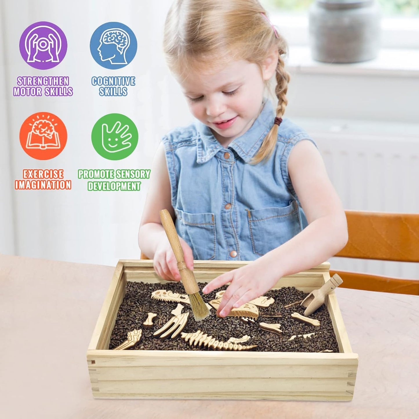 Dinosaur Excavation Archaeology Dig Kit for Kids, Fossil Explore Sensory Bin Toys, Dino Skeletons Bones Puzzle Game, Archaeology Science STEM Toys for Boys and Girls (Stegosaurus)
