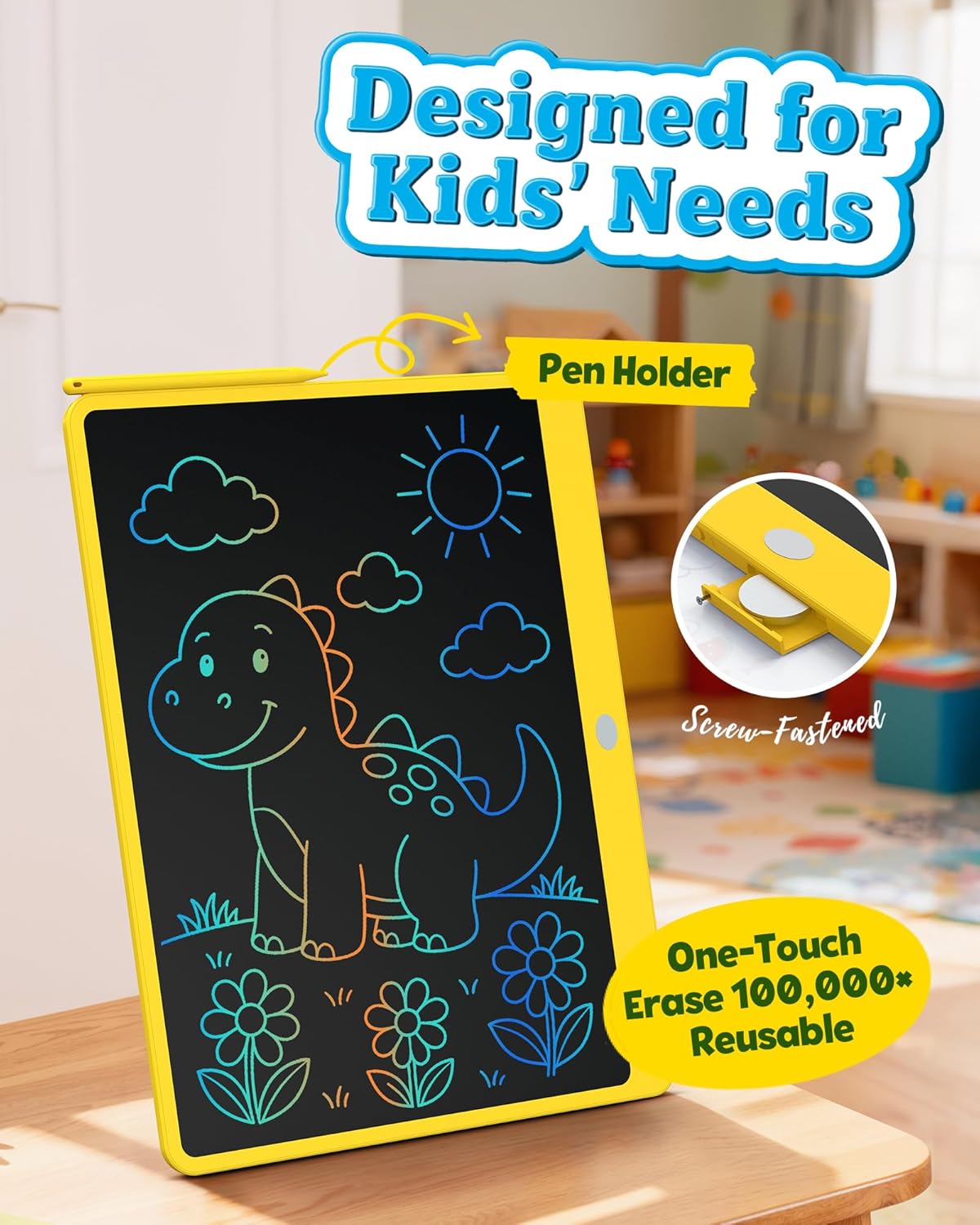 Bravokids Toys for 3-6 Years Old Girls Boys, LCD Writing Tablet 10 Inch Doodle Board, Electronic Drawing Pads, Educational Birthday Gift for 3 4 5 6 7 8 Years Old Kids Toddler (Blue)