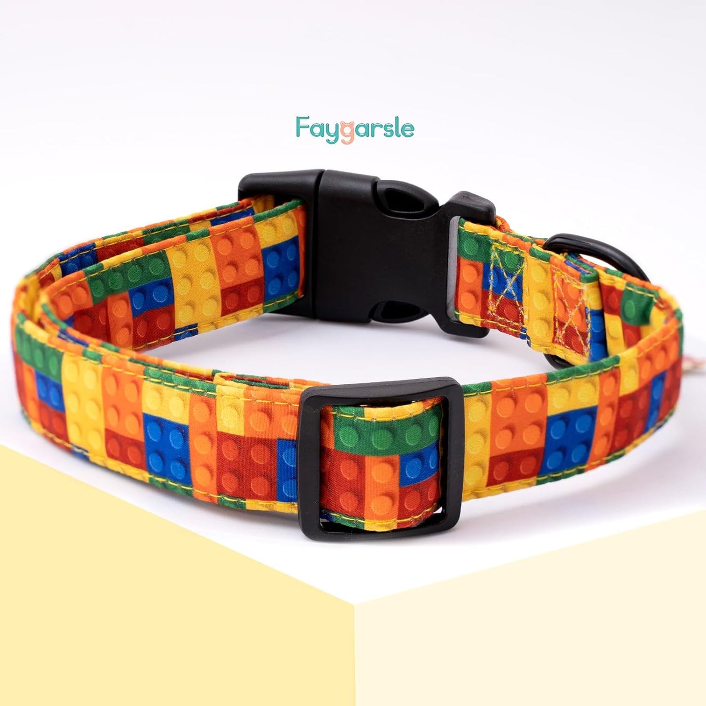 Faygarsle Dog Collar for Small Medium Large Dogs Colorful Puppy Collars for Female Dogs Toy Building Blocks Patterned Pet Collars for Summer Spring Wedding Puppy Girl Dog Collar M