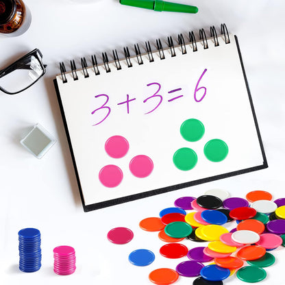 Coopay 500 Pieces Plastic Learning Counters Disks Bingo Chip Counting Discs Markers for Math Practice and Poker Chips Game Tokens Kids Reward, 1 Inch (Yellow)