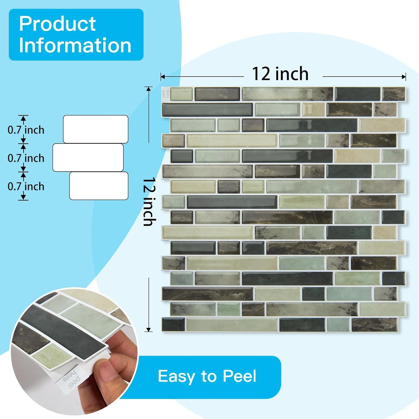 Art3d 10-Sheet Heavy-Duty Peel and Stick Backsplash, Waterproof Wall Tiles Stick on Kitchen Backsplash Living Space, Carrara Grey