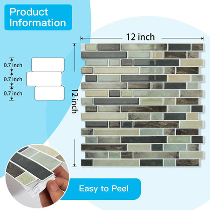Art3d 10-Sheet Heavy-Duty Peel and Stick Backsplash, Waterproof Wall Tiles Stick on Kitchen Backsplash Living Space, Carrara Grey