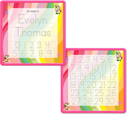 Kid's Name Tracing Board | Dry Erase Letter Tracing | Reusable Name Alphabet Tracing| Number Tracing | Personalized | Baby Unicorn Theme