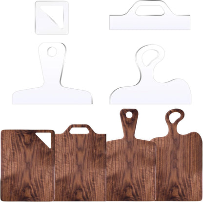 Router Templates, 4pcs Acrylic Charcuterie Board Handle Template, LYMOI Clear Cut Board Thick Handle Template, Angled Curvy Tracing Stencils Cut Guide Tools for Kitchen Woodworking. (Style 1)