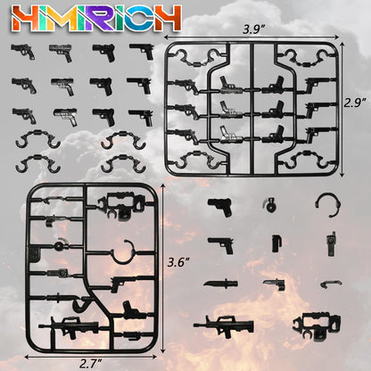 Weapons Pack Military Toy Set Building Blocks Model for Soldier Figures, Army Equipment Gear Kit Pieces and Parts Accessories Compatible with Major Brand