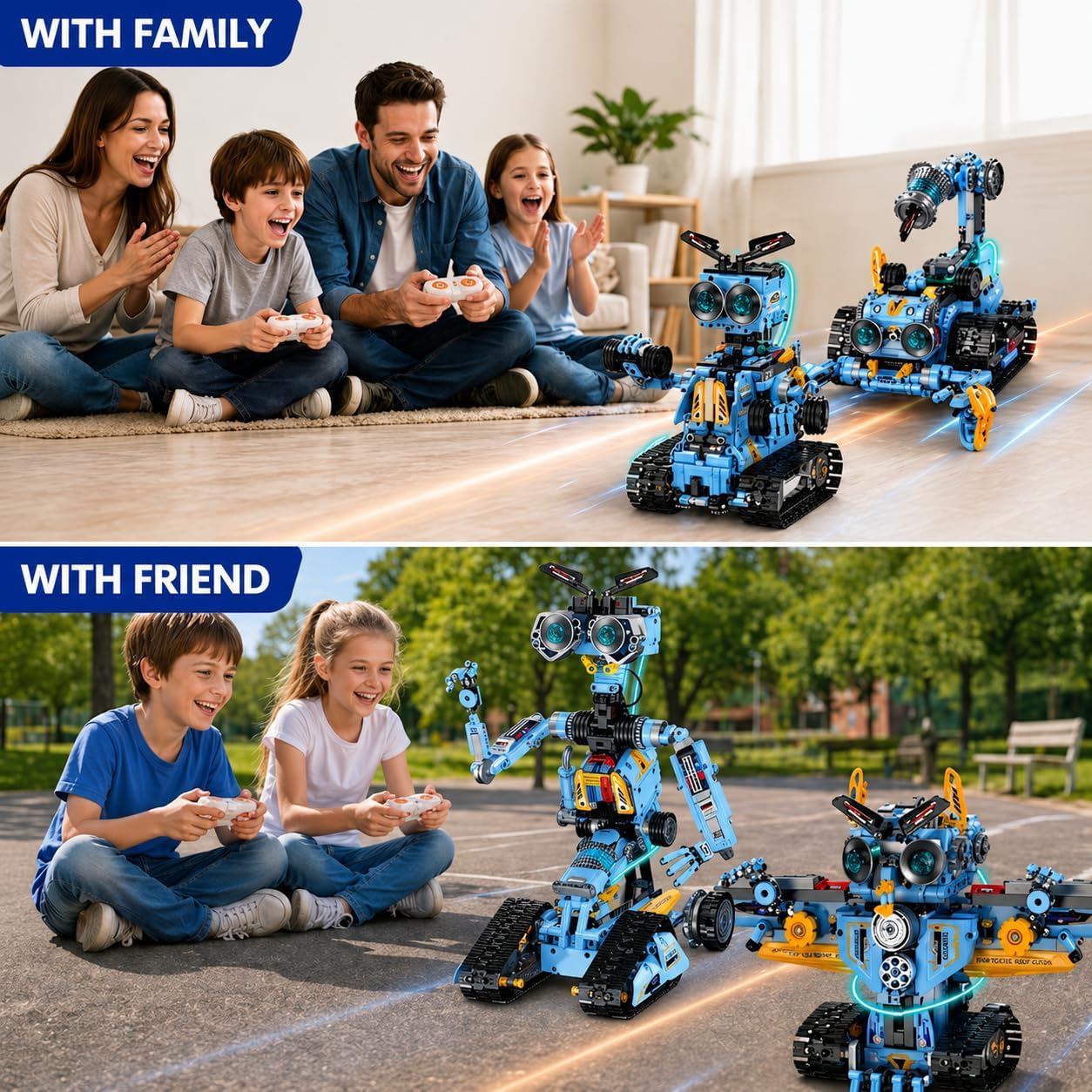 zinat 4-in-1 STEM Robot Building Kit with Remote Control, Multiple Robot Designs, Educational DIY Blocks Toy, Birthday for Kids 6-14 & Adults - 824Pcs