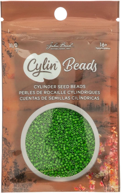 John Bead 25g Cylin Beads Opaque Turquoise Green 11/0 Glass Cylindrical Seed Beads for Jewelry Bracelets Necklaces Earrings Making Embroidery