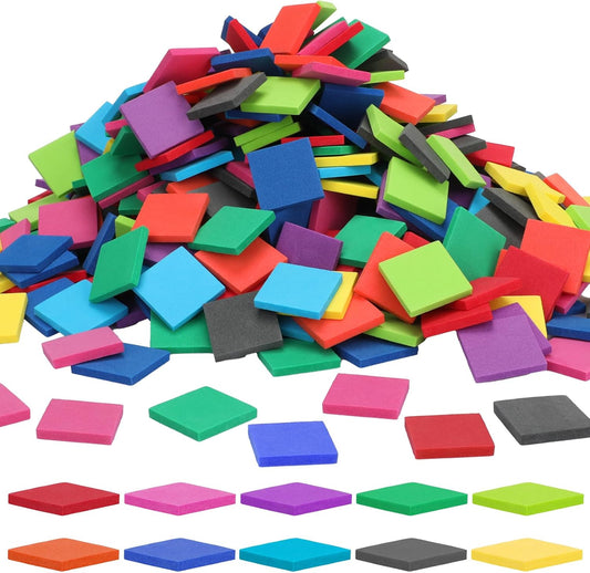 Coopay 1000 Pcs Foam Square Color Tiles, Math Counters, Sorting Colored Foam Squares Math Counting Manipulatives, Game Tokens, Bingo Chips, Classroom Crafts for Kids Learning Development Toys