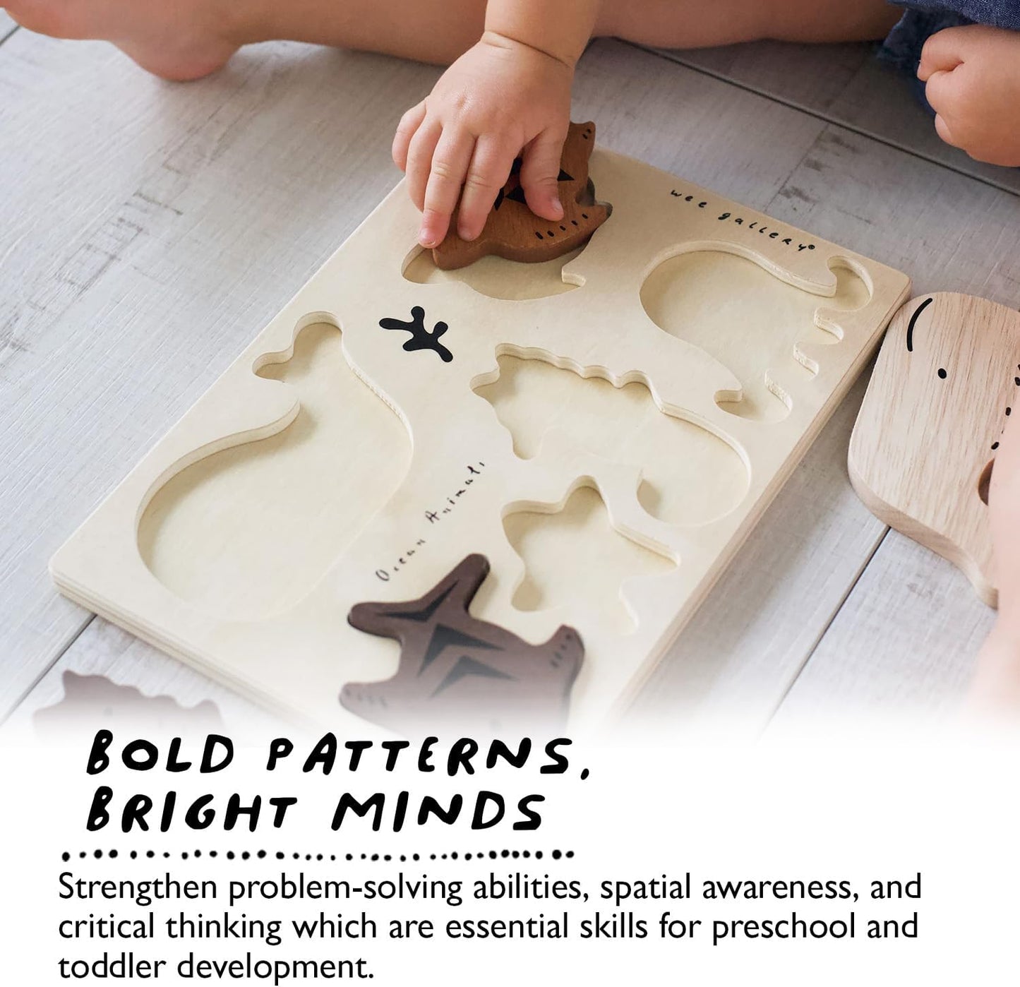 Wee Gallery Wooden Puzzles for Toddlers 1-3 – Count to Ten Ladybugs Toddler Puzzle, Puzzles for 1 Year Old & Up, Wooden Toddler Puzzle for Fine Motor Skills & Early Number Learning