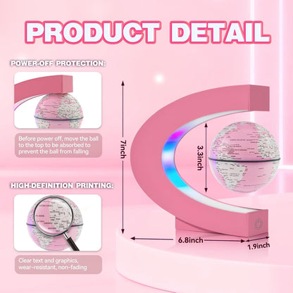 Flagest Magnetic Levitation Floating Globe, Levitating C Shape Globe with LED Lights for Education Home Office Desk Bookshelf Decor, Holiday Anniversary Creative Gift(3.3 Inches)