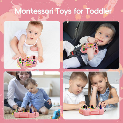 Toddler Busy Board With LED Light - Baby Game Sensory Toy,Light Switches Montessori Toy for 3 Year Old，Kids Educational Learning Activities Toys,Easter Basket Stuffers Ideas for 3 4 5 6 Boys Girls