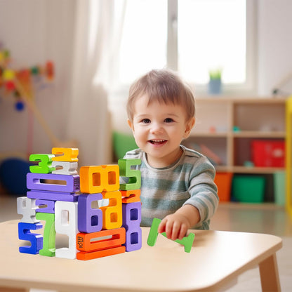 Large 30 Pcs Wooden Number Building Blokcs，Large Digit Blocks for Kids，Friends of 10 Blocks，Educational Tool Number Blocks for Kids 3+ Year Olds，Toys for Learning Math and Working on Balance