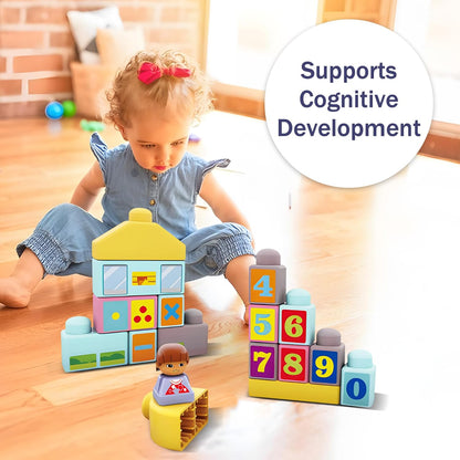 Soft Building Blocks for Toddlers, Large Building Blocks Stacking Blocks for Babies 6 Months and Up Stem Toddler Gifts, Teething Toys, 40 PCS
