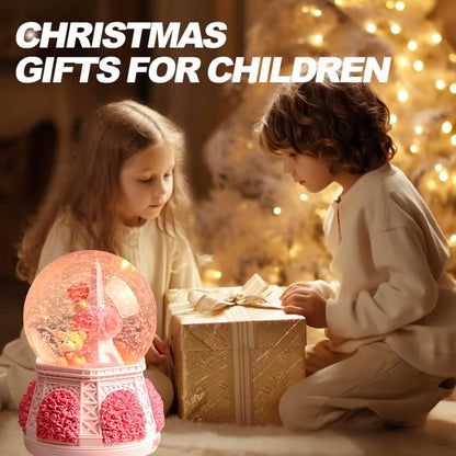 Snow Globes,Music Box Gifts for Girl,Eiffel Tower Music Snowglobes with LED Lights,Snow Fall Effect,Decoration Glass Ball for Kids Room Birthday for 5-16 Year Old Girls
