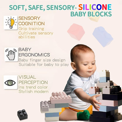 Soft Building Blocks for Toddlers, Large Building Blocks Stacking Blocks for Babies 6 Months and Up Stem Toddler Gifts, Teething Toys, 40 PCS